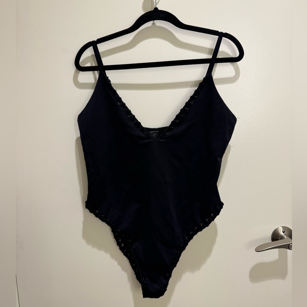 Good American Whip Stitch One-Piece Swimsuit, Black, 3XL